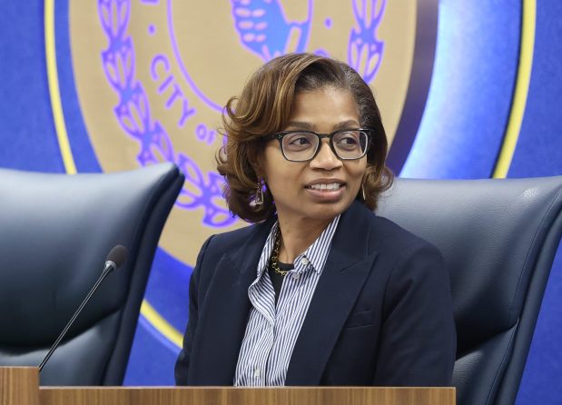 Chicago Public Schools Interim CEO Macquline King attends a CPS Board of Education meeting at the Loop office on March 4, 2026, in Chicago. (John J. Kim/Chicago Tribune)