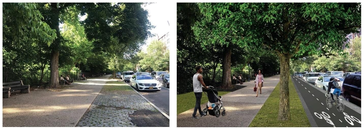The current and future design for Ocean Avenue, from Parkside Avenue to Empire Boulevard and Flatbush Avenue. Credit: Prospect Park Alliance