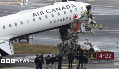 LaGuardia: Two pilots killed and New York airport closed after plane hits fire truck