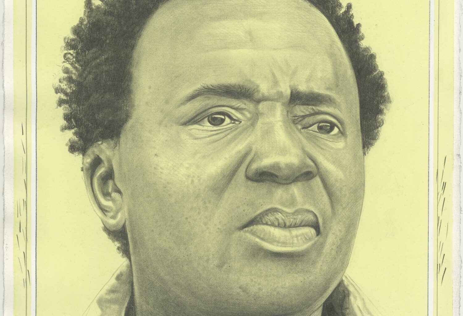 Portrait of John Akomfrah, pencil on paper by Phong H. Bui.