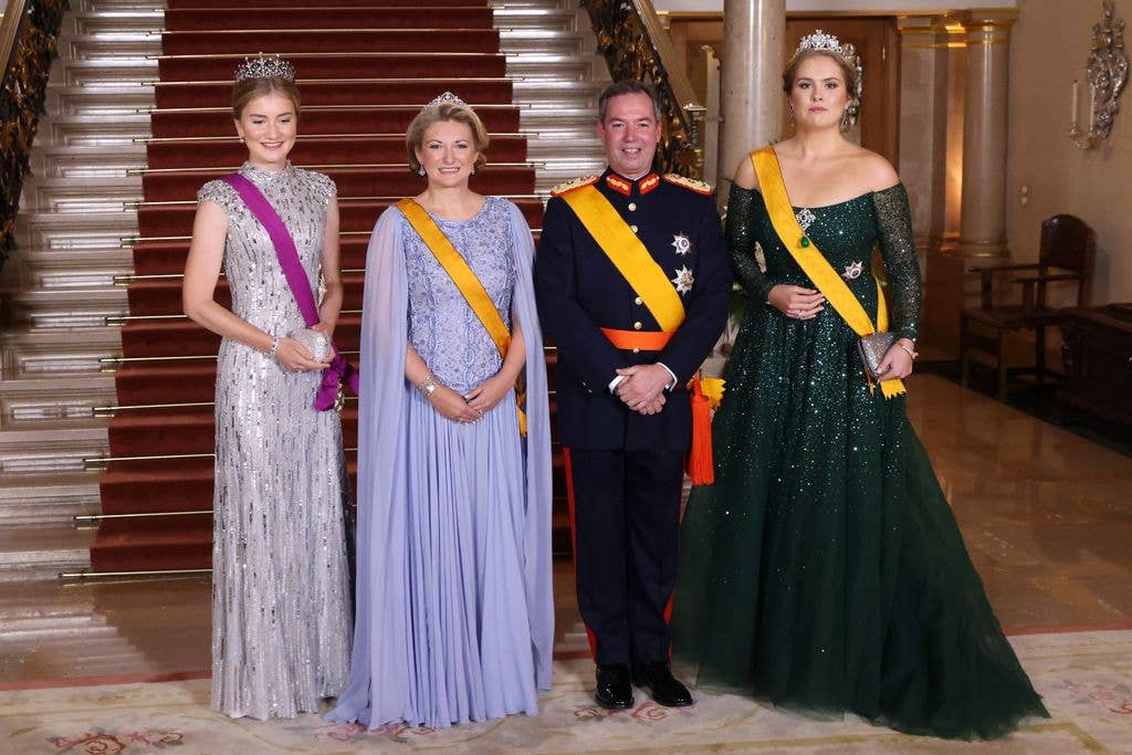 Princess Elisabeth of Belgium, Grand Duchess Stephanie de Lannoy of Luxembourg, Grand Duke Guillaume Jean Joseph Marie of Luxembourg, and Princess Catharina-Amalia of the Netherlands attend a Gala dinner at the Grand Ducal Palace during the Abdication of Grand Duke Henri of Luxembourg and Accession to the Throne of His Royal Highness Crown Prince Guillaume on October 03, 2025 in Luxembourg, Luxembourg