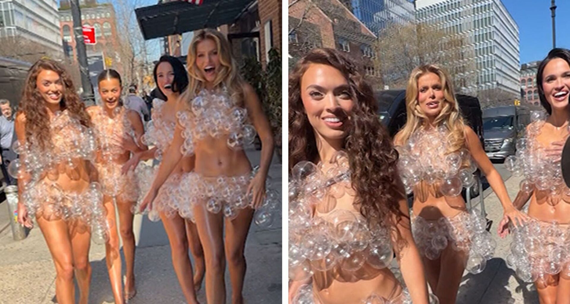 Brooks Nader and Her Sisters Hit NYC Streets in Bubble Garments