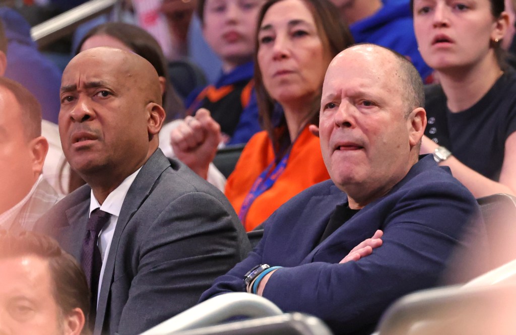 World Wide Wes and New York Knicks president Leon Rose watching the game.