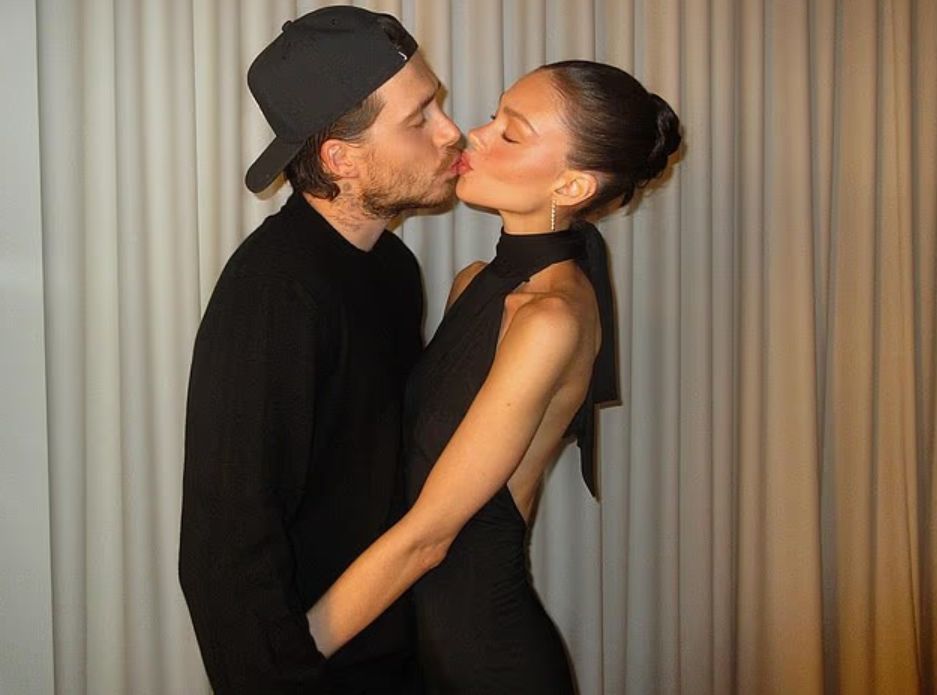 Brooklyn Beckham kissing Nicola Peltz-Beckham