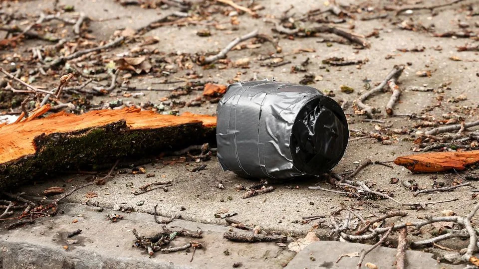 View of a device described by officials as "suspicious" that was thrown by man towards police during a protest outside Gracie Mansion in New York City. - Charly Triballeau/AFP/Getty Images