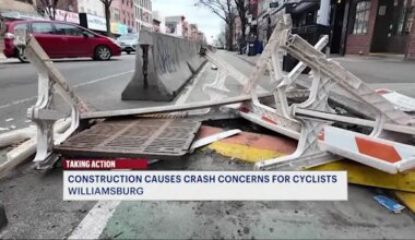 News 12 | Brooklyn | Cyclists face dangerous obstruction on Grand Street bike lane