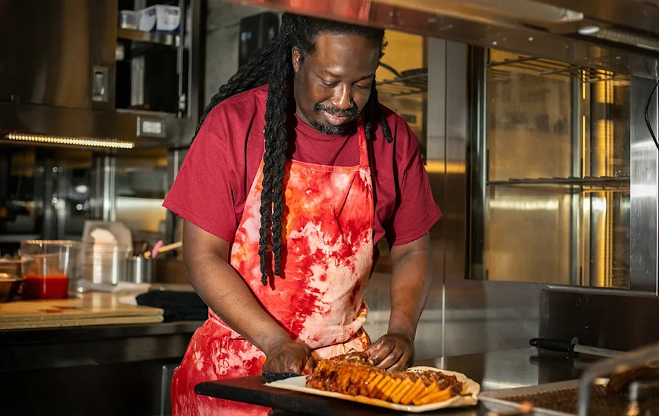 Chef Paul Carmichael in the kitchen at Kabawa.