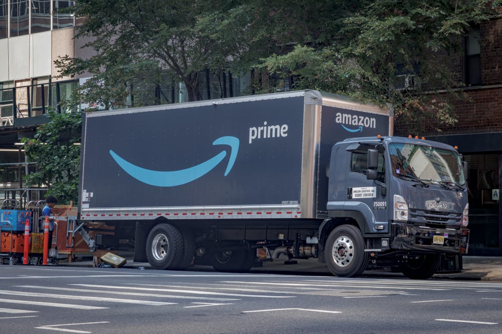 an amazon prime truck seen in manhattan
