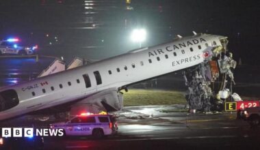 Plane and ground vehicle collide at New York's LaGuardia Airport