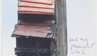 Beverly Buchanan, Untitled (For my Pharmacist Who I Love Very Much), ca. 1990s. Color reproduction on cardstock, 4 × 6 inches. Courtesy of Private Collection.