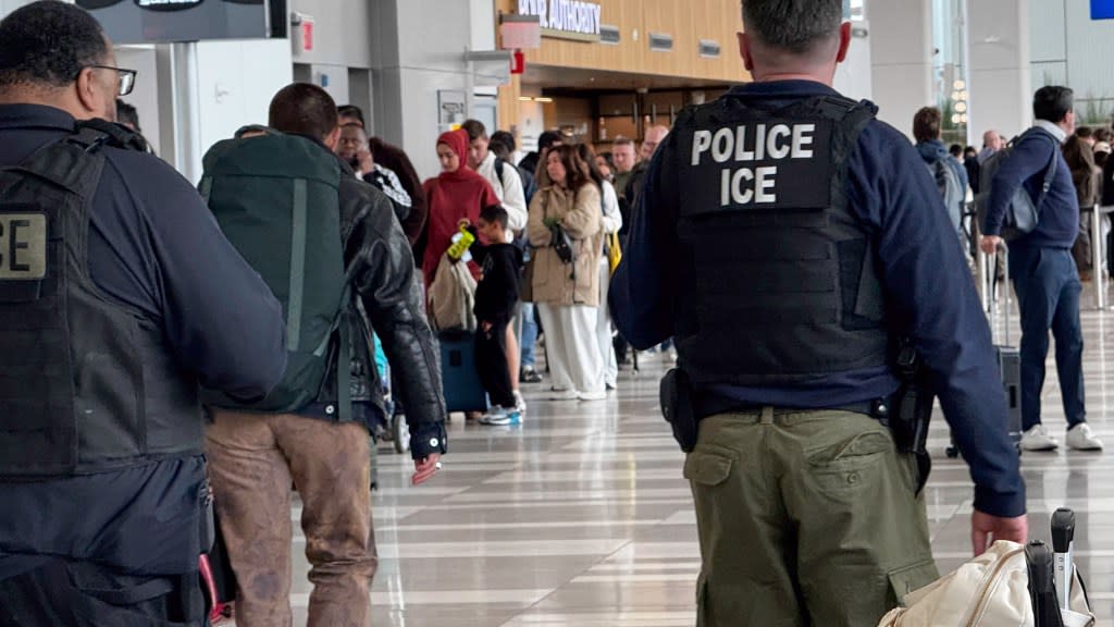 ICE officers at LaGuardia Airport on Wednesday. James Messerschmidt for the NY Post