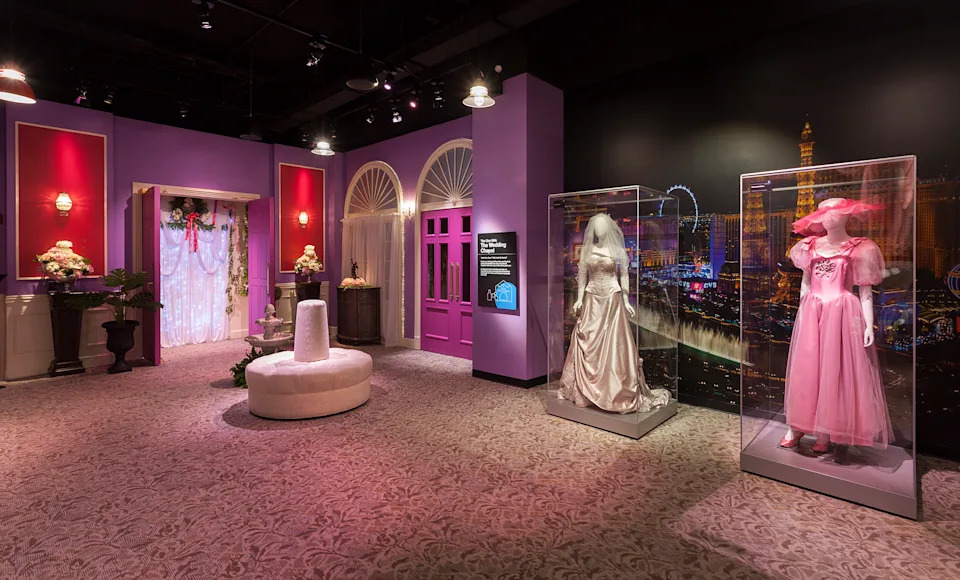 Costumes worn by the cast of "Friends" are on display. 