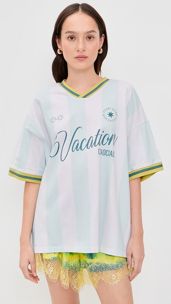 Ciao Ciao Vacation Vacation Stripe Soccer Tee