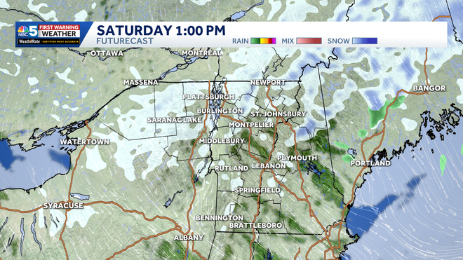 Saturday FutureCast at 1 PM Saturday.