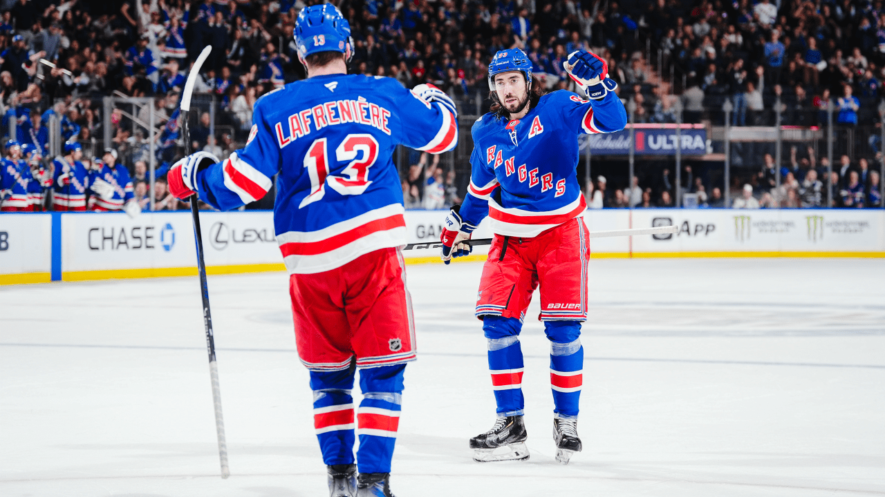 Lafreniere scores hat trick for Rangers in shutout of Flames