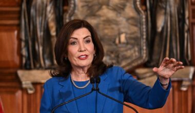 Gov. Kathy Hochul presents her budget in Albany in 2024