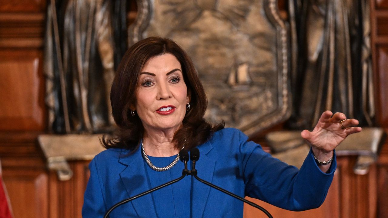 Gov. Kathy Hochul presents her budget in Albany in 2024