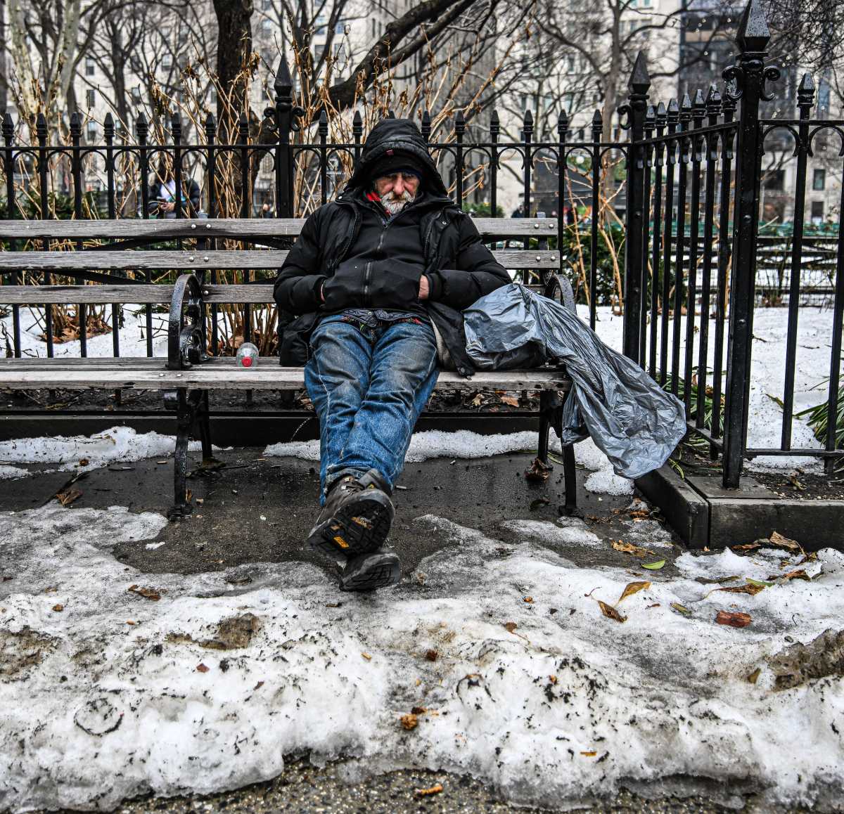 homeless new yorker in recent cold snap