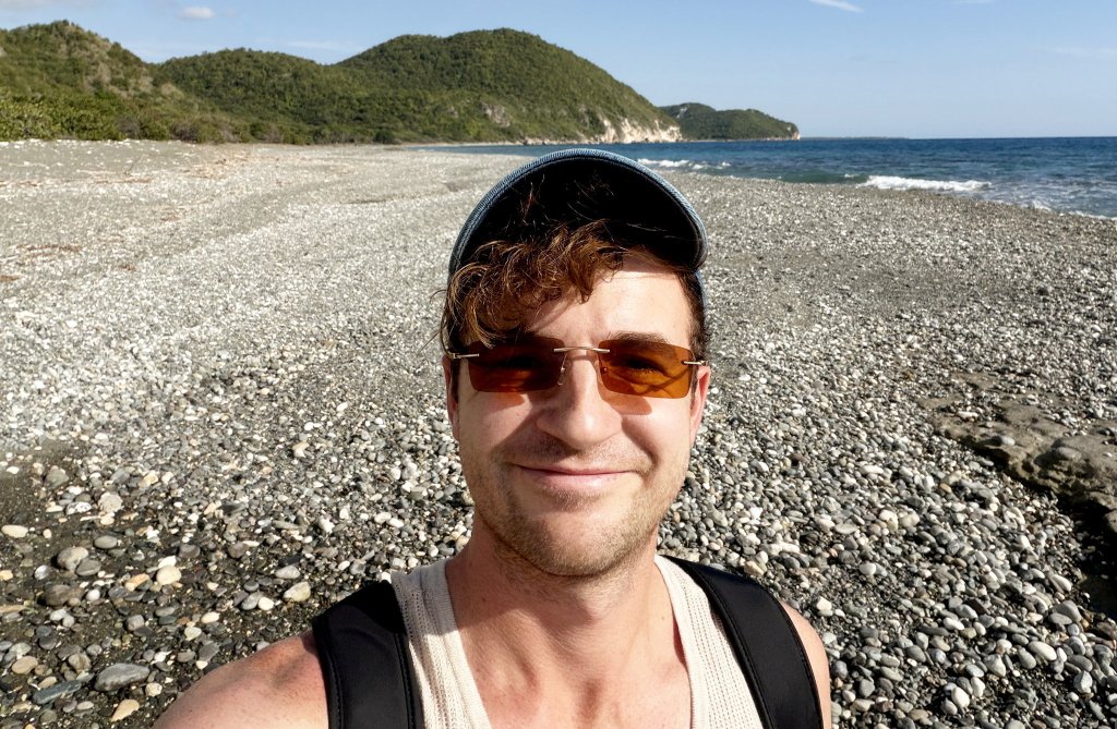 Droniak grabbed jerk chicken before spending the rest of the afternoon by the water at Bob Marley Beach. (