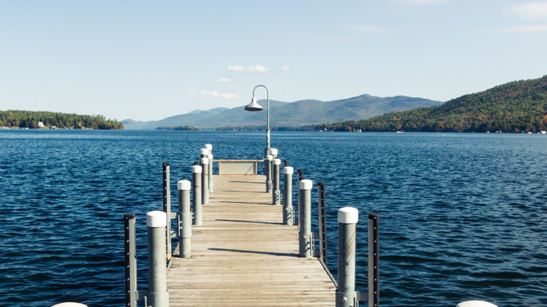 A pier stretches out on Lake George, New York State