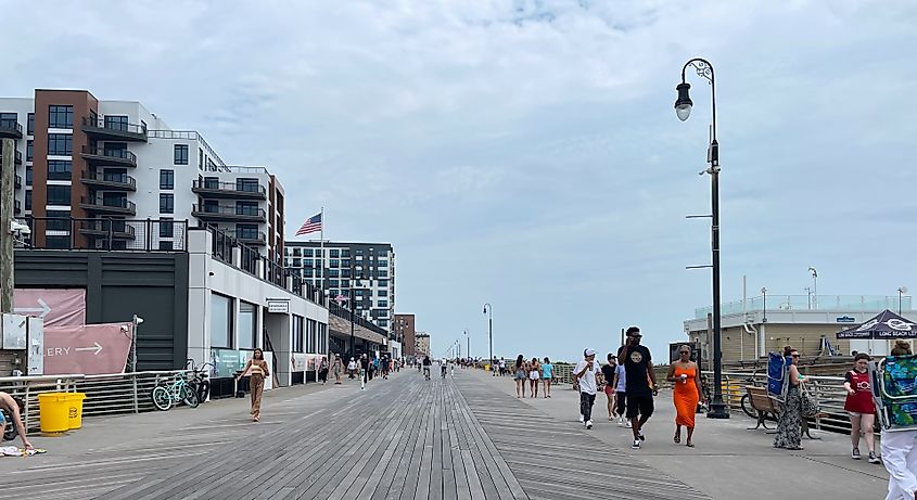 Long Beach Boardwalk at the Riverside Boulevard entrance in Long Beach, New York