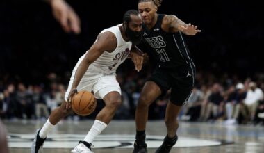 Despite broken thumb, James Harden leads Cavaliers over Nets