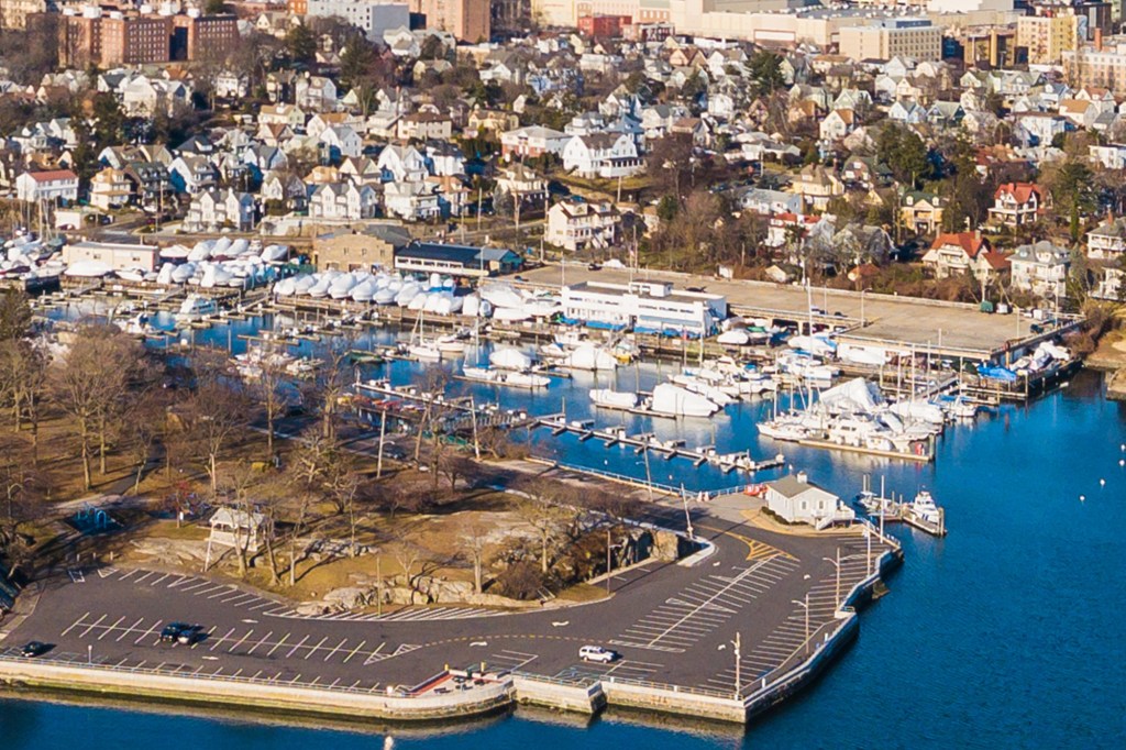 Aerial view of the New Rochelle Municipal Marina.