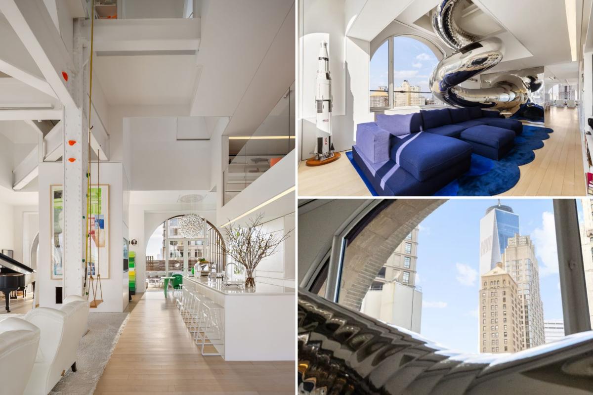 This $20M NYC penthouse has a 4-story spiral slide