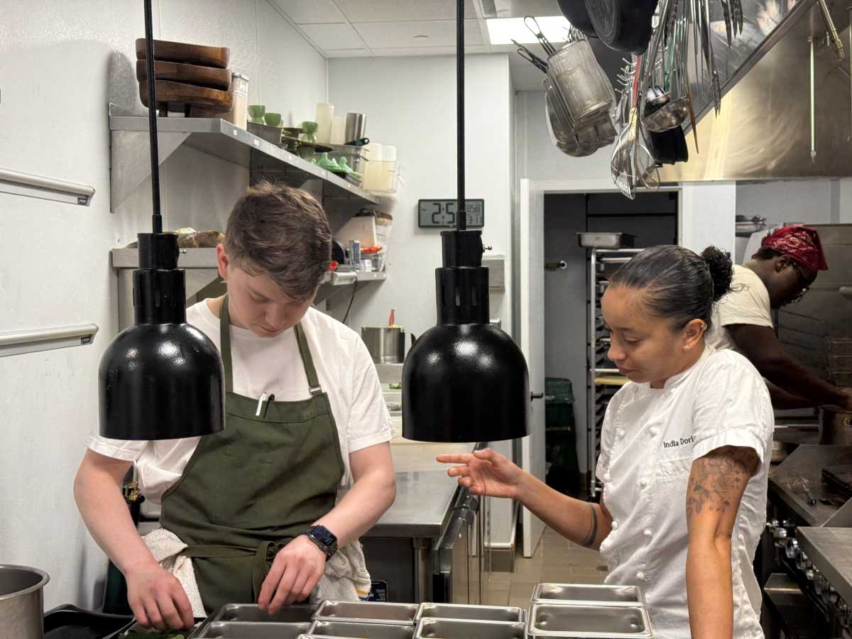 Chef India Doris in the Markette kitchen with her staff.