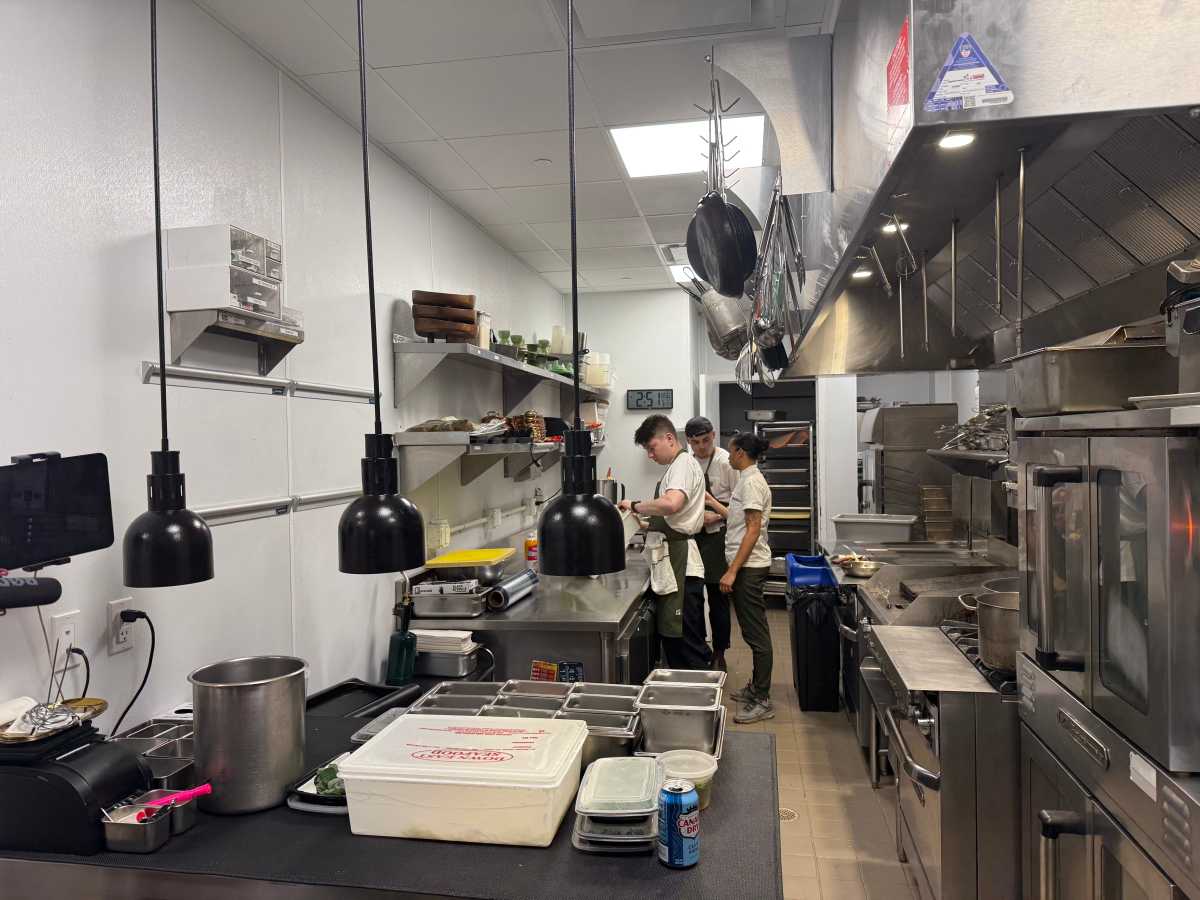Chef India Doris in the Markette kitchen with her staff.