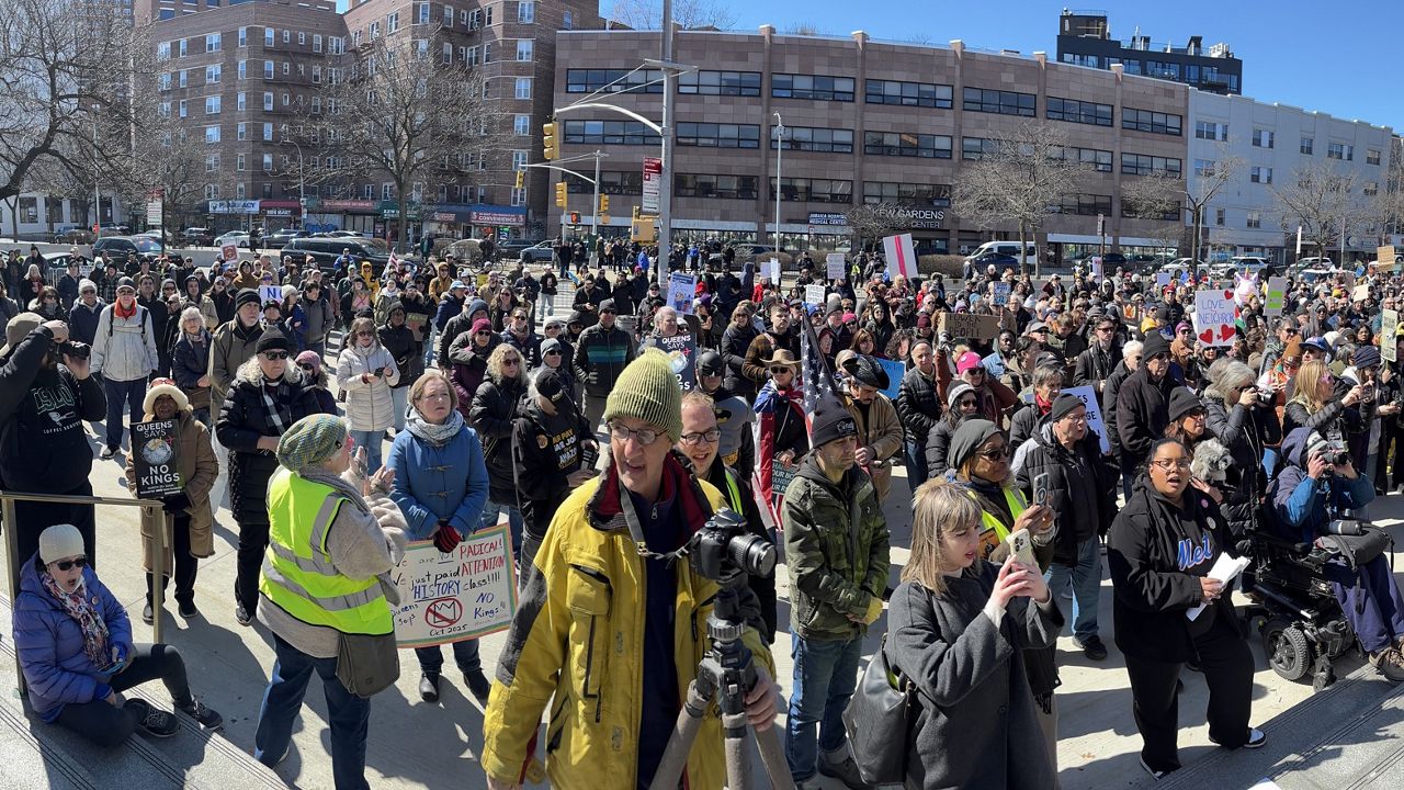 A "No Kings Day" march in Queens. (Spectrum News NY1)