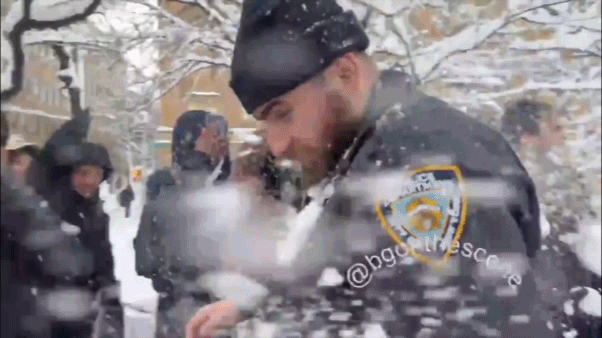 Snow thrown at NYPD officers