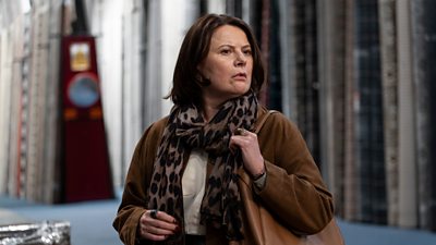 Photo of Monica Dolan during filming for Smoggie Queens series two. 