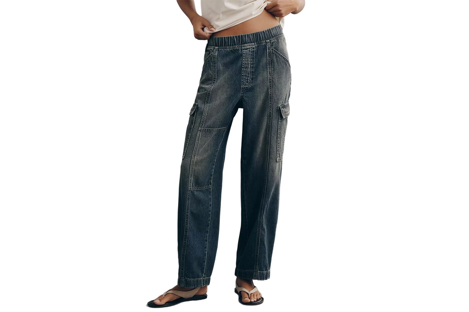 Pilcro Standard Issue High-Rise Pull-On Tapered Cargo Jeans