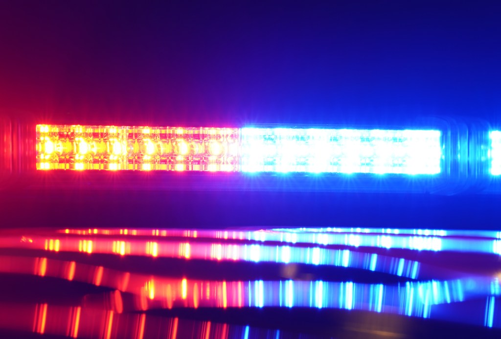 A general view of a police car emergency lights or a police car light bar as seen in Newark, NJ on March 7, 2025. 