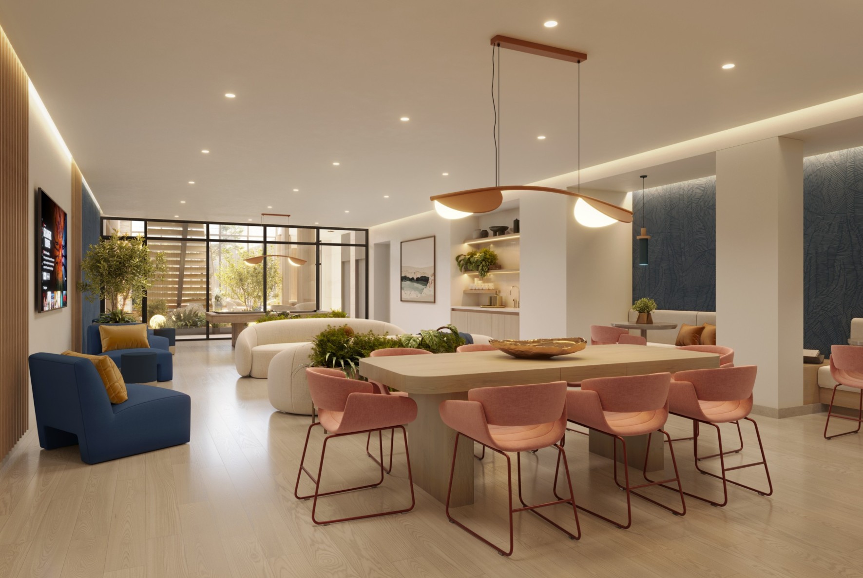 common space with seating