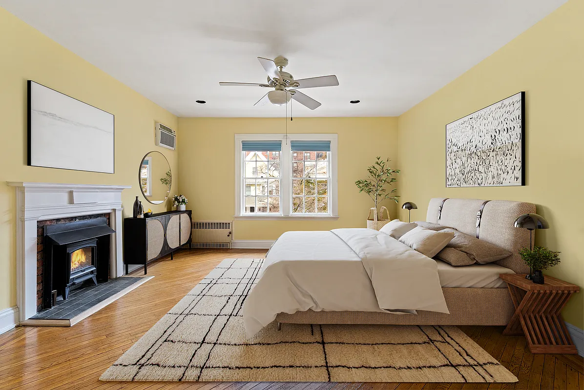 bedroom with yellow walls
