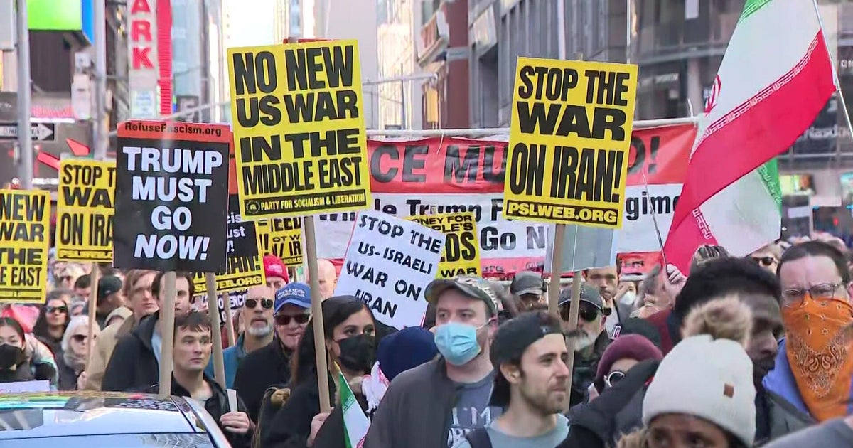 New Yorkers flood Times Square to protest military strikes in Iran