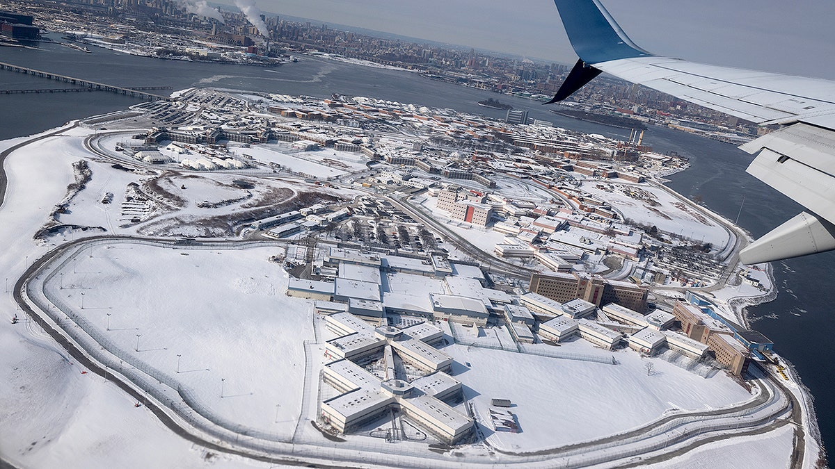 Ariel view of Rikers Island from an airplane