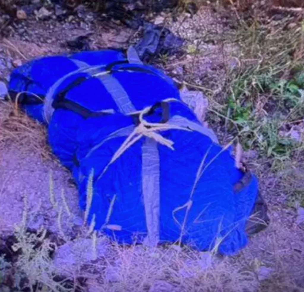 Blue tarp-wrapped human skeletal remains found in a garbage bag near John F. Kennedy International Airport.