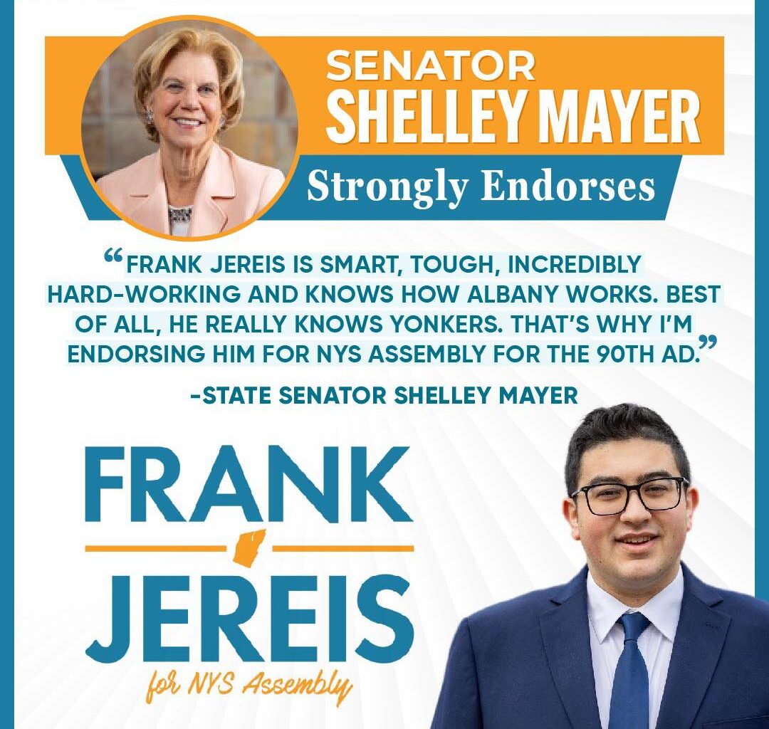 New York State Senator Shelley Mayer Endorses Frank Jereis for Assembly