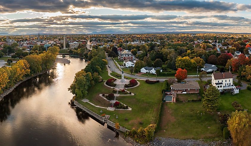 Aerial panorama of Plattsburgh, New York.