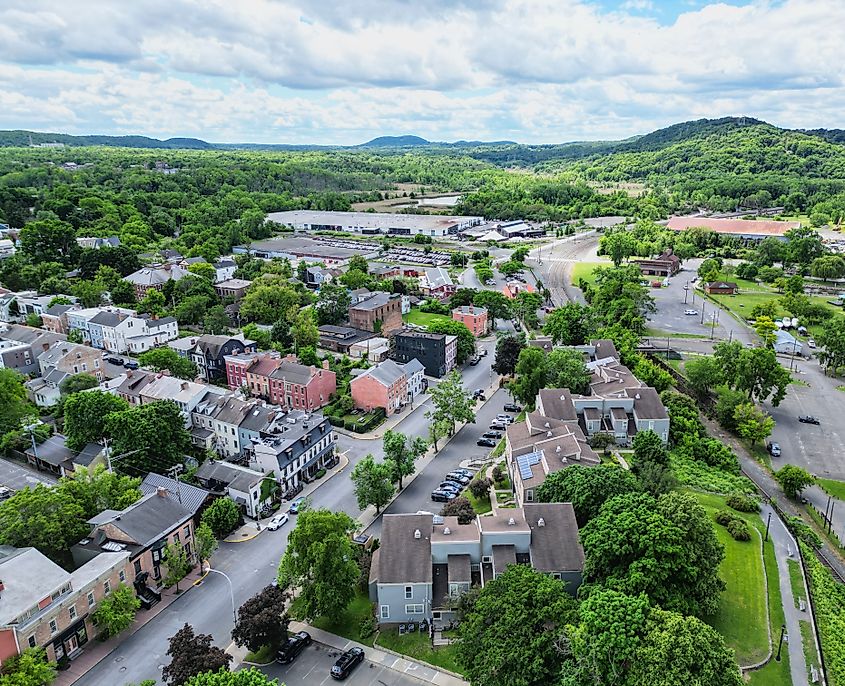 Aerial view of Hudson, New York.