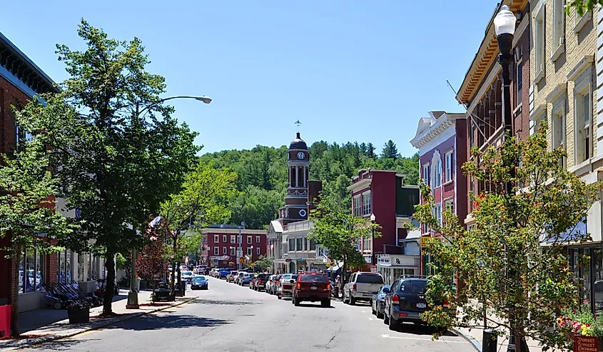 Main Street in Saranac Lake, New York. 