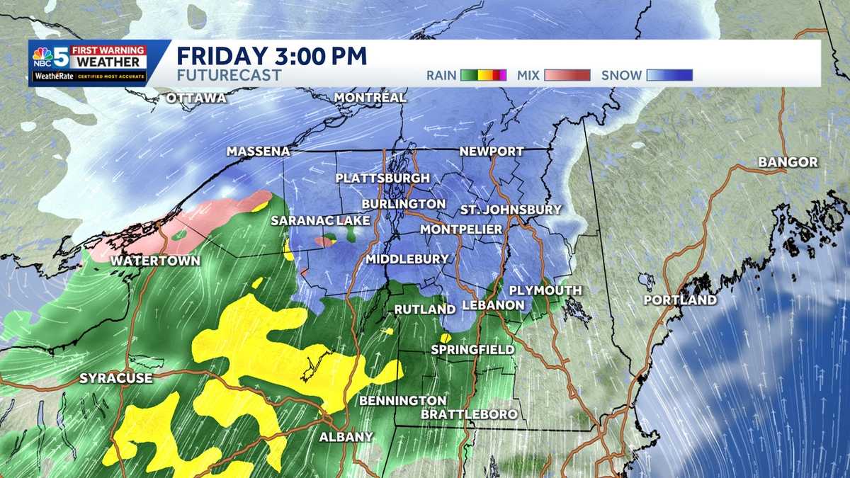 Wet snow, rain set to impact travel across Vermont, New York