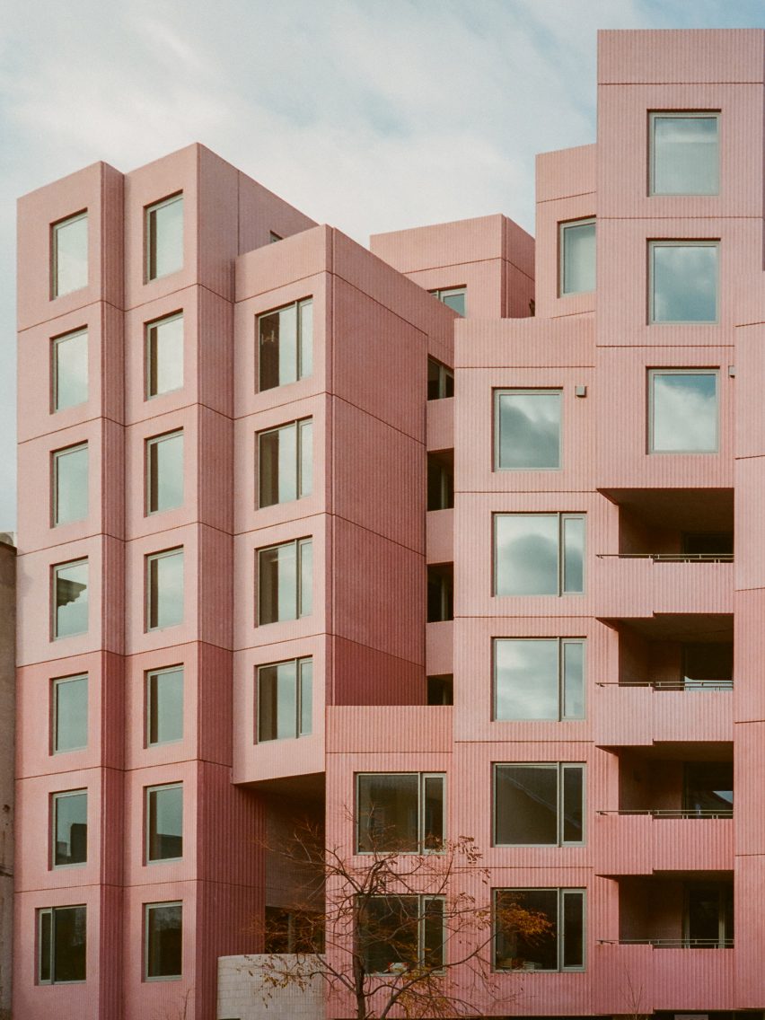 Pink Brooklyn apartment block