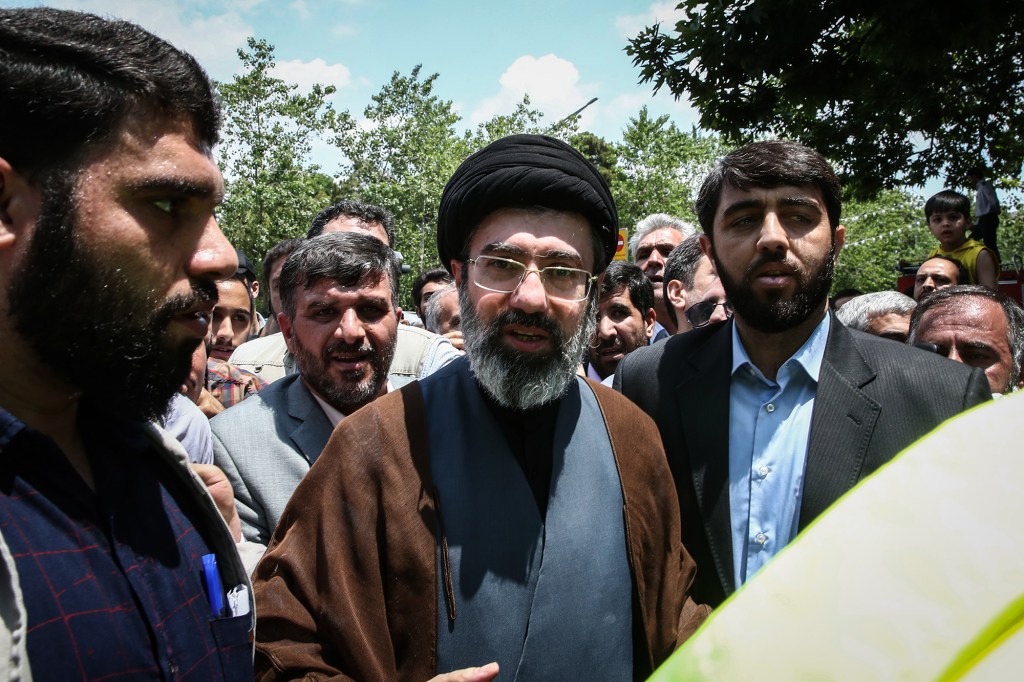 Mojtaba Khamenei, son of Iranian Supreme Leader Ayatollah Ali Khamenei, in a crowd during a protest.