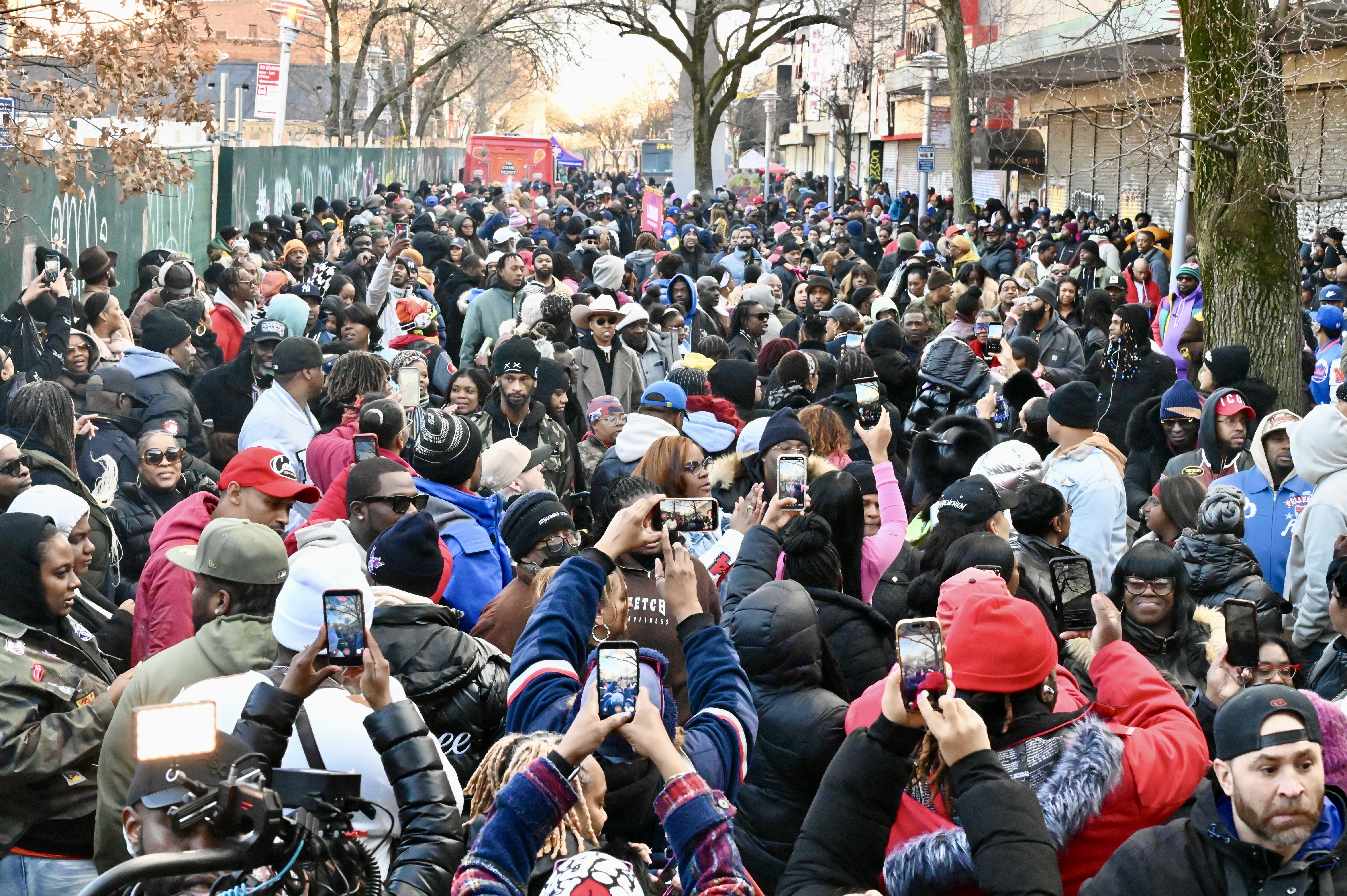 The private gathering was followed by a block party outside that drew more than 300 who also grew up at the Colosseum Mall and joined clergy, community board members and representatives from community-based organizations including LIFE Camp, King of Kings Foundation, 100 Suits and others. 