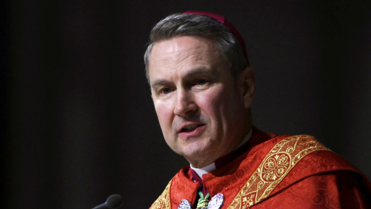 Archbishop-designate Ronald Hicks speaks during Solemn Vespers evening prayer service, ahead of his installation as New York Archbishop at St. Patrick's Cathedral in New York on February 5, 2026.