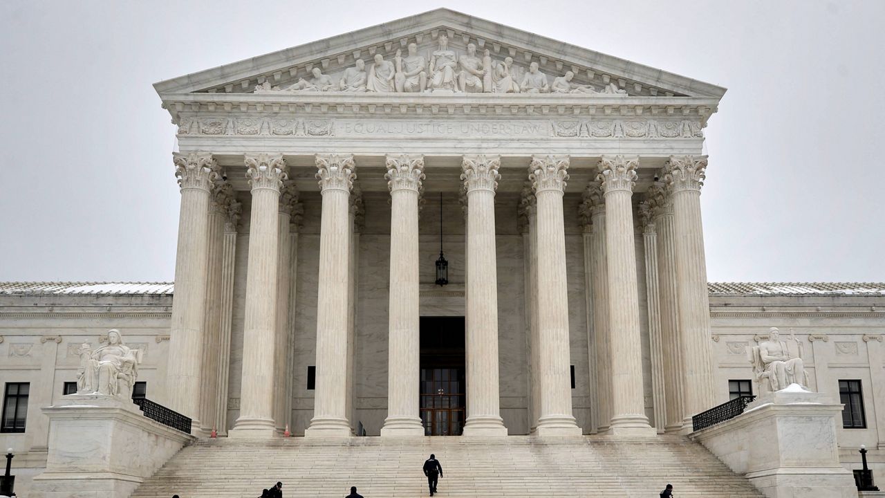 The Supreme Court is photographed, Friday, Feb. 6, 2026, in Washington. (AP Photo/Rahmat Gul)